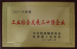 公司獲錢(qián)清鎮(zhèn)“工業(yè)綜合發(fā)展三十強(qiáng)企業(yè)”榮譽(yù)稱(chēng)號(hào)